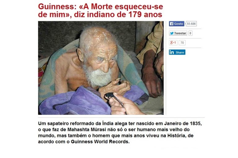 Indiano de 179 anos mata gatinhos ou, como enganar jornalistas estagiários
